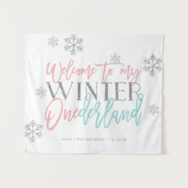 Tapete De Parede Placa de Boas-Vindas Winter ONEderland com Brilho 