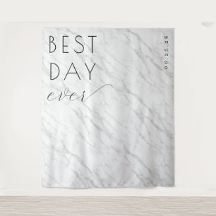 Tapete De Parede Placa de Casamento em Mármore Branco Elegante