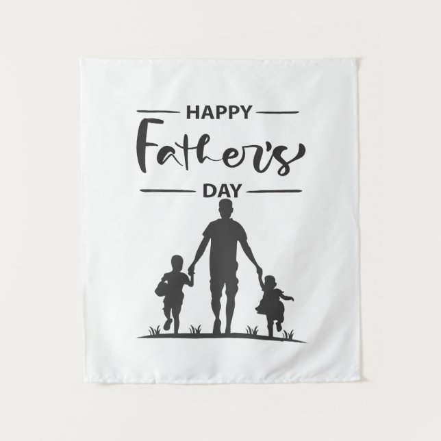 Tapete De Parede Placa de Dia de os pais Silhueta Preta e Branca Mo (Frente)