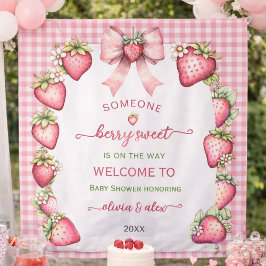 Tapete De Parede Plaid bow berry sweet baby shower backdrop 