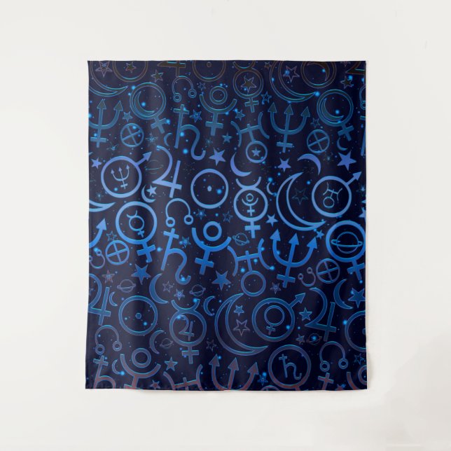 Tapete De Parede Planeta Azul Símbolos Planetas Místicos do Univers (Frente)