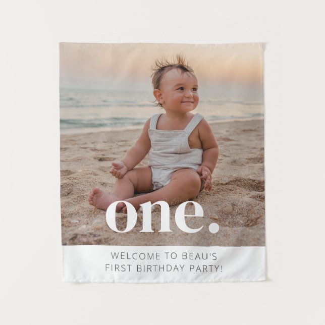 Tapete De Parede Plano de Boas-Vindas para Foto de 1º Aniversário (Frente)