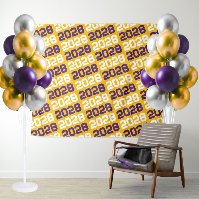 Tapete De Parede Plano de formação Dourado e roxo (Purple and Golden Yellow Graduation Repeating Class Year Tapestry Background)