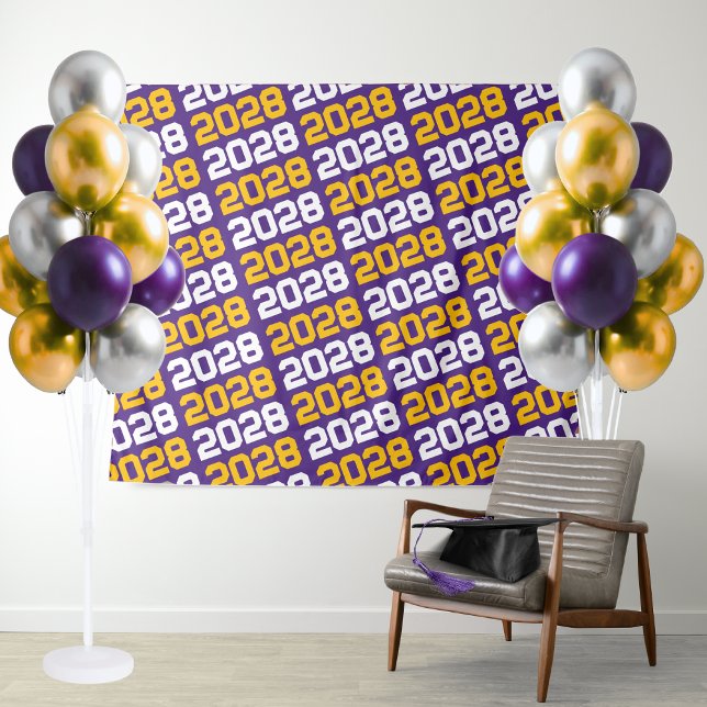 Tapete De Parede Plano de formação roxo e Dourado (Purple and Golden Yellow Graduation Repeating Class Year Tapestry Background)