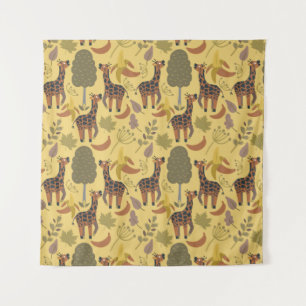 Tapete De Parede Plano de fundo amarelo sem costura Giraffe