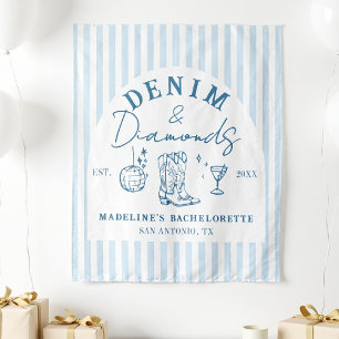 Tapete De Parede Plano de Fundo da Bachelorette de Denim e Ouros De