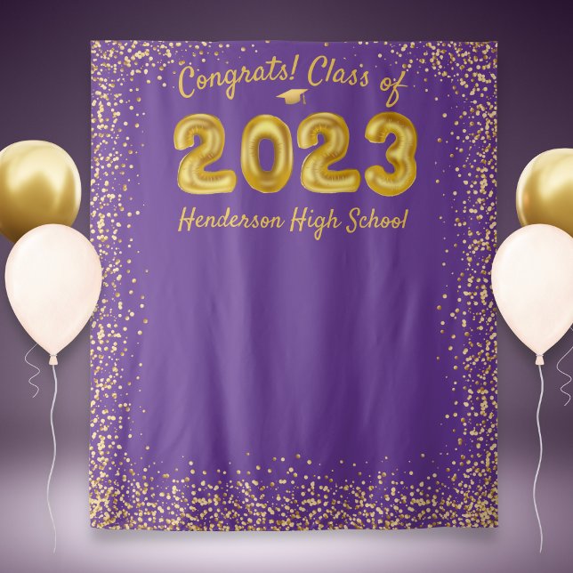 Tapete De Parede Plano de fundo de fotos Dourado Roxo Balão 2023 (Criador carregado)