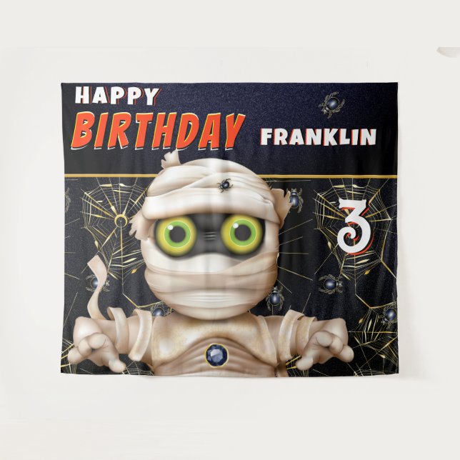 Tapete De Parede Plano de Fundo do Aniversário de criança do Tema M (Frente (Horizontal))