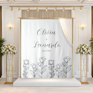 Tapete De Parede Plano De Fundo Simples De Casamento Floral Preto E