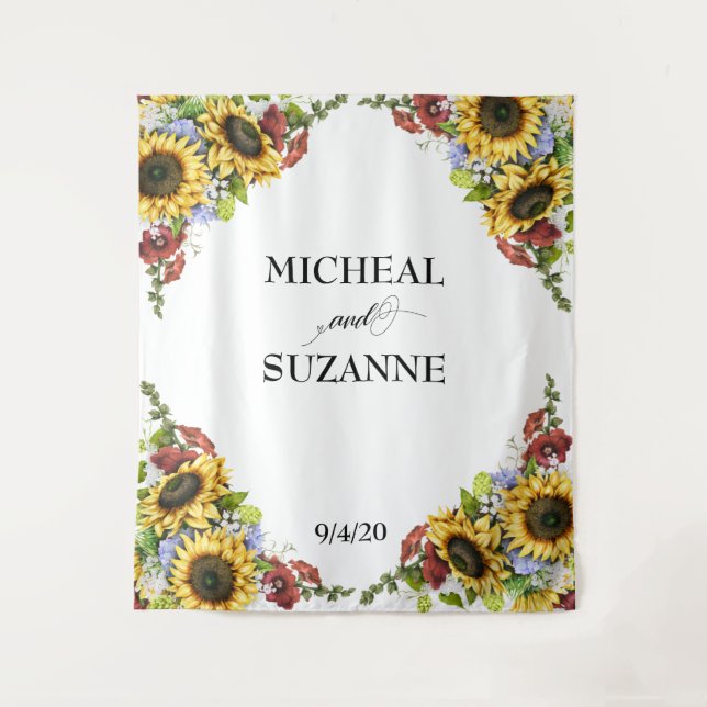 Tapete De Parede Planta de Casamento Flor de Girassol (Frente)