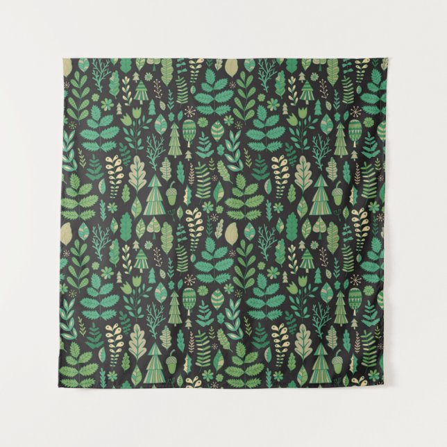 Tapete De Parede Plantas verdes padrão uniforme (Frente)
