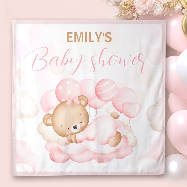 Tapete De Parede Podemos Aguardar O Fundo Do Chá de fraldas (We Can Bearly Wait Girl Baby shower Backdrop)