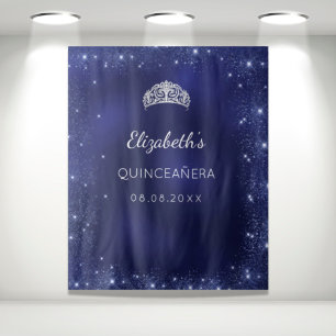 Tapete De Parede Poeira brilhante azul de Quinceanera com nome pers