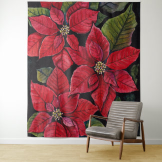 Tapete De Parede Poinsettia Vibrante Em Aquarela