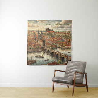Tapete De Parede Ponte Carlos em Praga Viagem Arte Vintage