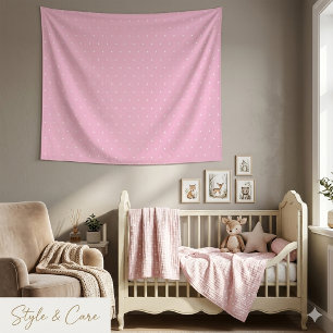 Tapete De Parede Ponto Branco Clássico em Rosa Suave Moderno