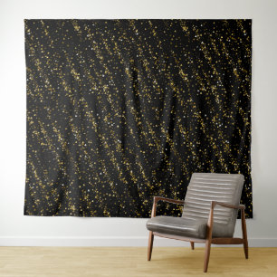 Tapete De Parede Pontos de Triângulo Dourado em Fundo Preto Luxuoso