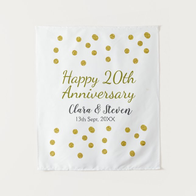 Tapete De Parede Pontos dourados brilham feliz aniversário de casam (Frente)