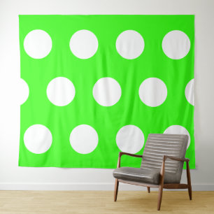 Tapete De Parede Pontos Grandes Brancos Verde Neon