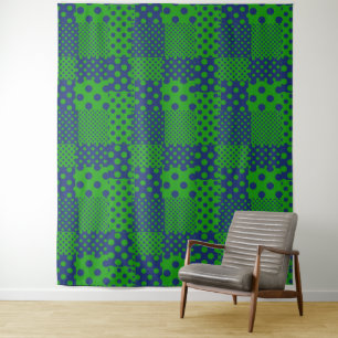 Tapete De Parede Pontos Polka Azuis Verdes Remendados