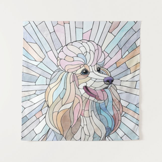 Tapete De Parede Poodle - arte mosaica pastel (Frente)