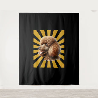 Tapete De Parede Poodle Padrão Marrom Retro Sunburst