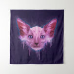 Tapete De Parede Pop Art Lykoi Werewolf Cat<br><div class="desc">Uma pintura digital textural de uma cabeça de gato Lykoi com arranhões,  salpicos e pingos sobre um fundo texturizado áspero.</div>