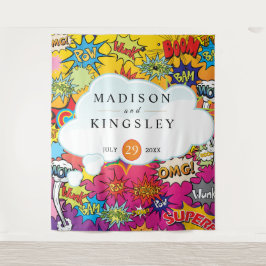 Tapete De Parede Pop de BD Arte 💥 🎨 Grafite de Casamento