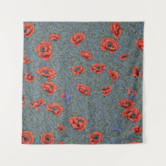 Tapete De Parede Poppies Blue Butflies