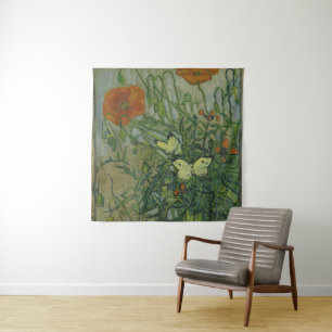 Tapete De Parede Poppies e Borboletas por Vincent Van Gogh