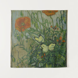 Tapete De Parede Poppies e Borboletas por Vincent Van Gogh