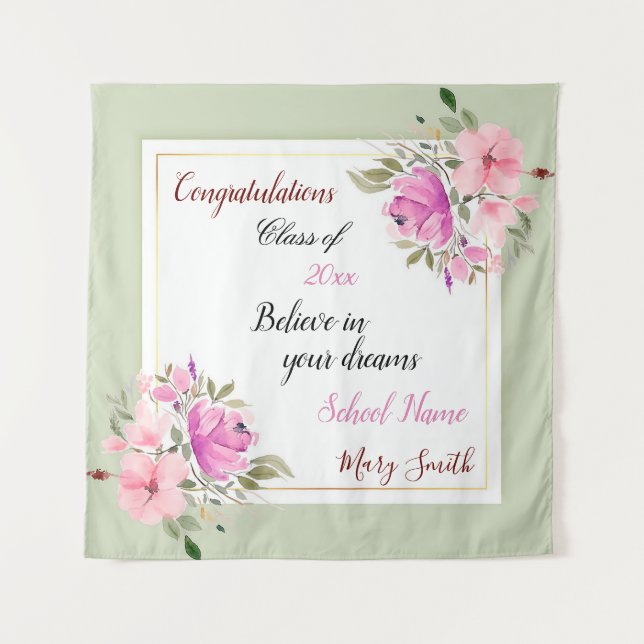 Tapete De Parede Popular Floral Personalizar Púrpura Rosa (Frente)