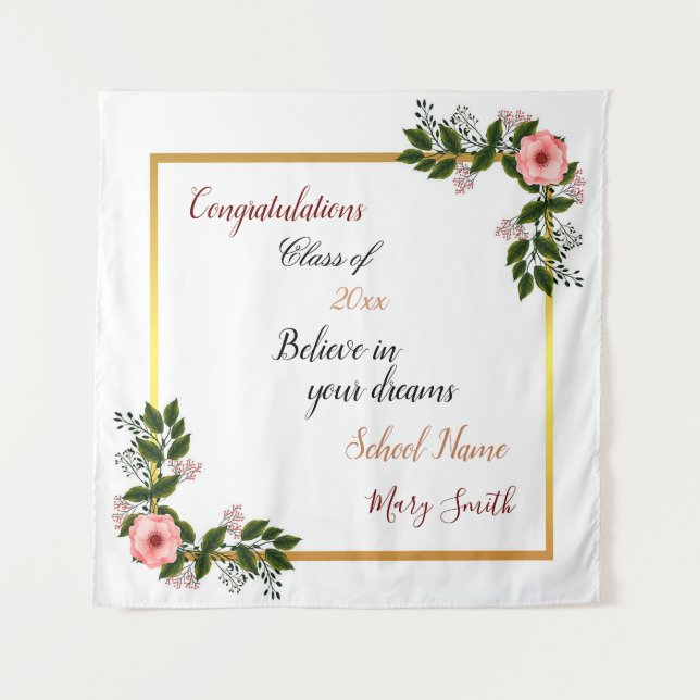 Tapete De Parede Popular Floral Personalizar Rosa Branca e Rosa (Frente)