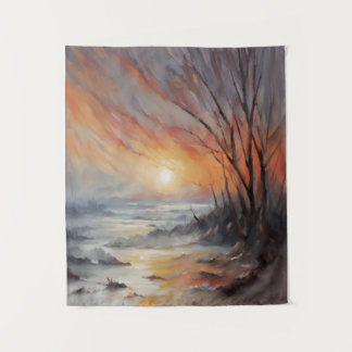 Tapete De Parede Pôr do Sol Sereno de Inverno - Arte de Paisagem Na