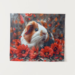 Tapete De Parede Porco-guineense entre Flores Vermelhas