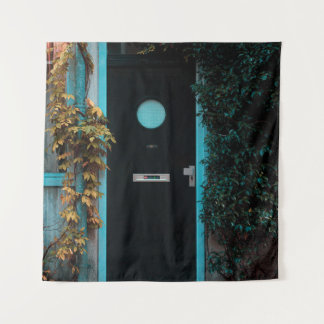 TAPETE DE PAREDE PORTA DE MADEIRA VERDE COM VIDRO