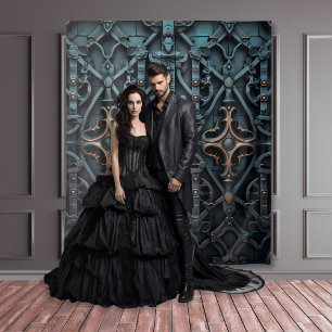 Tapete De Parede Porta Quadrada de Moody Black & Bronze Quadrada