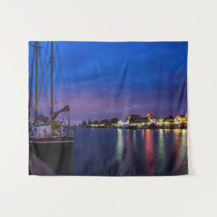 Tapete De Parede Porto iluminado de Volendam à noite