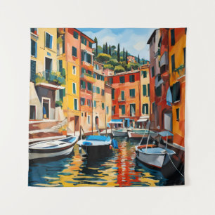 Tapete De Parede Portofino Itália Barcos Coloridos de Arte Moderna
