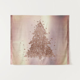 Tapete De Parede Posh Felry Christmas | Árvore de Blush Dourada Gla