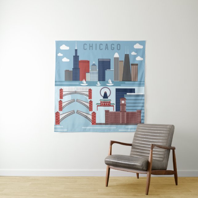 Tapete De Parede Poster de Chicago Illinois (In Situ (Horizontal))