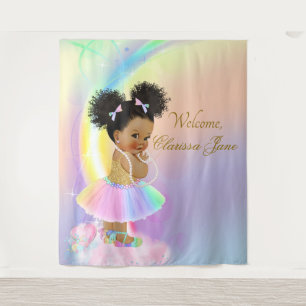 Tapete De Parede Pôster de Fundo de Chuva de Bebê Menina Afro