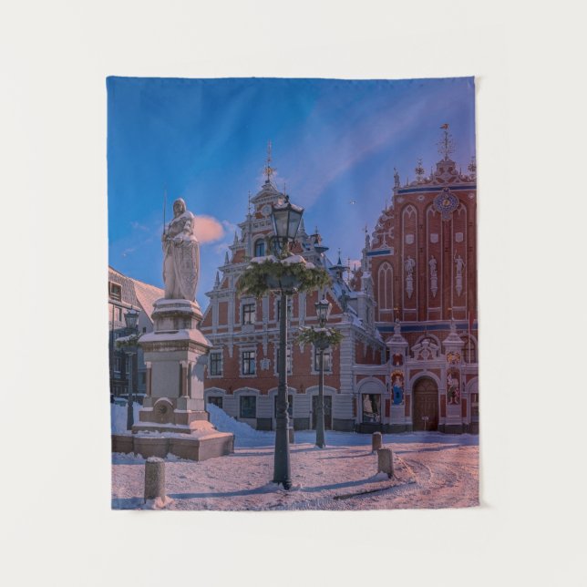 Tapete De Parede Praça da Prefeitura de Riga no inverno (Frente)
