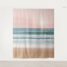 Tapete De Parede Praia do Pôr do Sol Oceano Rosado Mural | Parede