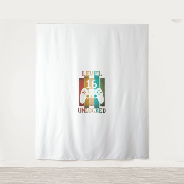 Tapete De Parede Presente de 16º Aniversário Masculino Nível 16 Des (Frente)