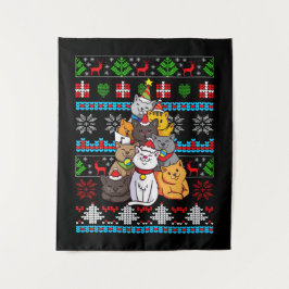 Tapete De Parede Presente de árvore de gato natalino