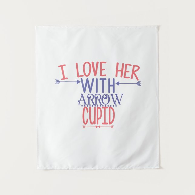Tapete De Parede Presente de Casal Eu Amo Ela Com Cupido de Seta (Frente)