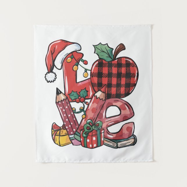 Tapete De Parede Presente de Professor | Feliz Natal Amor (Frente)