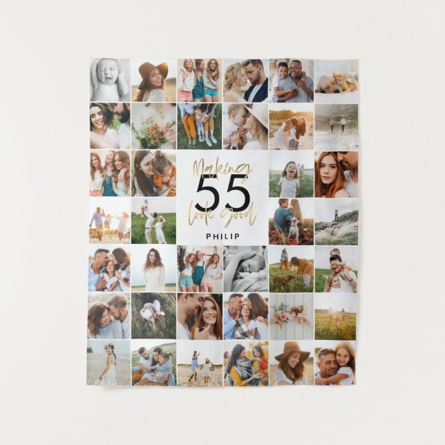 Tapete De Parede presente de script de aniversário chic idade editá (Frente)