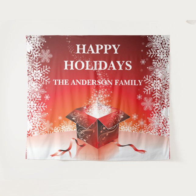 Tapete De Parede Presente surpresa festivo natal alegre flocos de n (Frente (Horizontal))